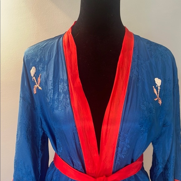Elegant Blue and Red Women's Robe - Picture 3 of 3
